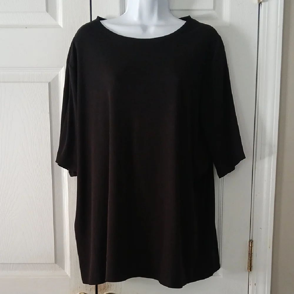 Nine West soft spun blacked ribbed short sleeve top Sz 3X NWOT